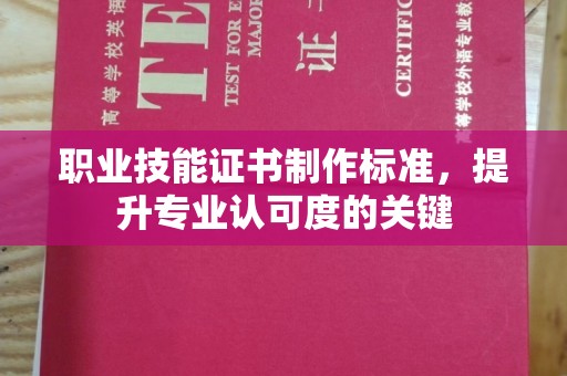 和静职业技能证书制作标准，提升专业认可度的关键